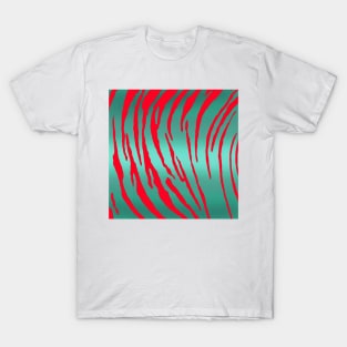 Metallic Tiger Stripes Green Red T-Shirt